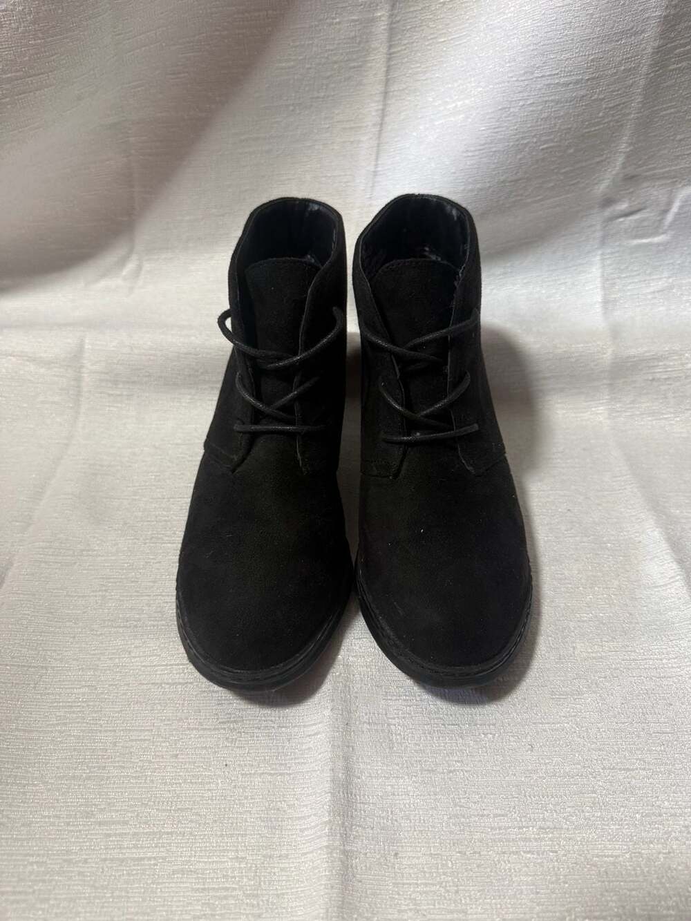 Marbella Women's Black Suede Lace-Up Wedge Ankle Boots